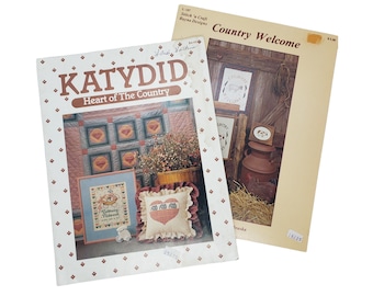 2 lot patronenboekjes kruissteek en quilten, landelijke ambachten, Cottagecore-kruissteekpatronenboek, landelijk quiltboek, VTG-handboek