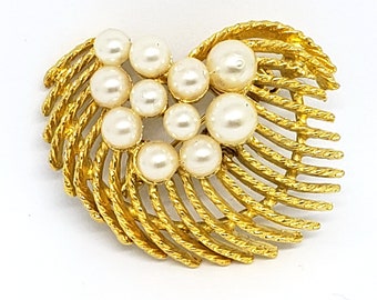 Broche vintage En Or et Perle - Bijoux Fantaisie Or Et Fausse Perle - - Canada