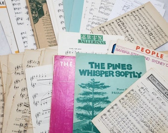 Lot of Damaged Sheet Music for Art and Craft Projects 2lbs Lot, Junk Journal Supplies, Paper Crafts, Vintage Ephemera, Old Sheet Music Paper