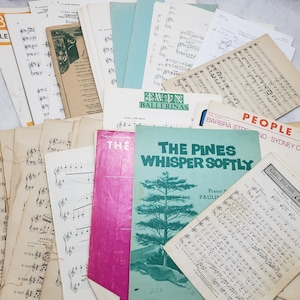 Lot of Damaged Sheet Music for Art and Craft Projects 2lbs Lot, Junk Journal Supplies, Paper Crafts, Vintage Ephemera, Old Sheet Music Paper