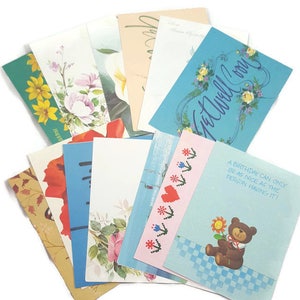 13 Unused Vintage Greeting Cards Lot All Occasions, Birthday Get Well Sympathy, Vintage Card Lot, Teddy Bear Flowers Religious, Paper Craft