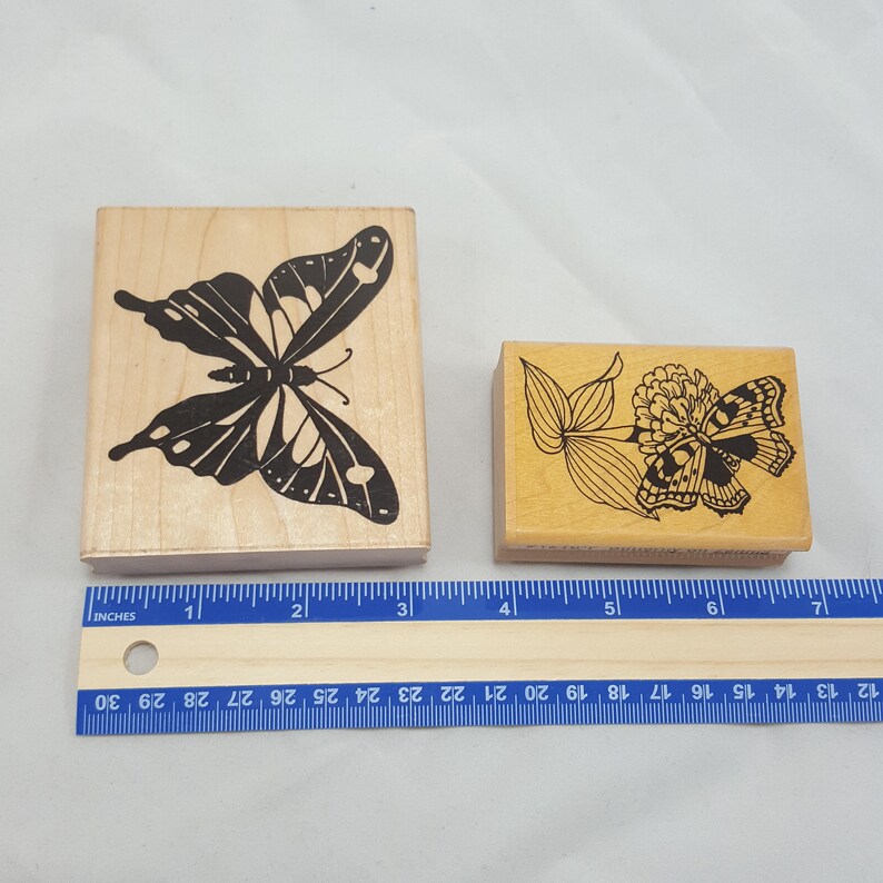 2 Butterfly Rubber Stamps, Embossing Arts JKL Designs, Retired