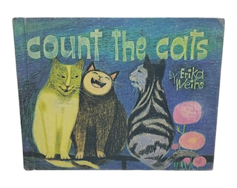 Count the Cats by Erika Weihs Hardcover Picture Book 1976, Colorful Vintage Cat Art Picture Book, Vintage Cat Children's Book Trippy Art