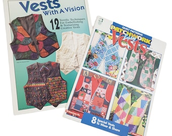 2 Vintage Vest Sewing Pattern Booklets Patchwork Embellished Quilted Clothing