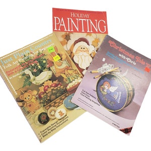 3 Vintage Folk Art Decorative Painting Booklets Lot, Christmas Tole Painting, Cottage Core Painting Pattern Book, Country Tole Painting Book