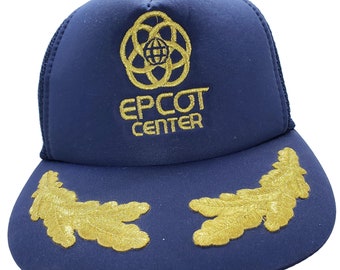 Disney EPCOT Center Mesh Trucker Hat, Vintage Snapback Hat Disneyworld, Gold Leaf Scrambled Eggs Embroidered Hat, Vintage WDW Florida Merch