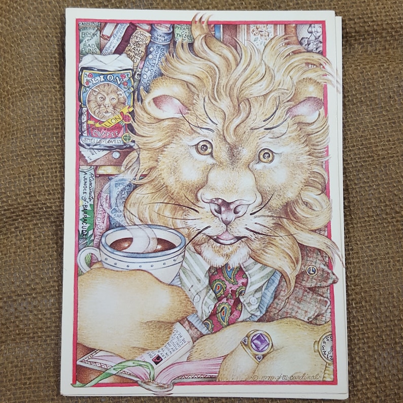 8 Vintage Animal Note Cards Creature Comforts Jill Marie Cardinal 1979 Abraham Lion Blank Unused Cards Funny Stationery Pippa Poolamus
