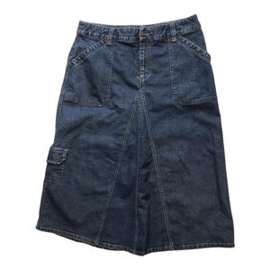 Vintage Duck Head Women&#39;s Sz 16 Denim Skirt, Blue Jean Maxi Skirt, Jean Skirt w/ Pockets, Stretch Waist, Vtg Y2K Fashion, Modest Clothing