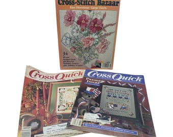 3 Vintage Cross Stitch Magazines Lot Patterns Charts Cross Quick McCall's Bazaar