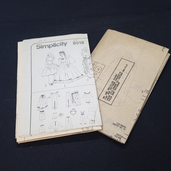 1993 Vtg Barbie Clothing Sewing Pattern, Simplicity 8518 Pattern