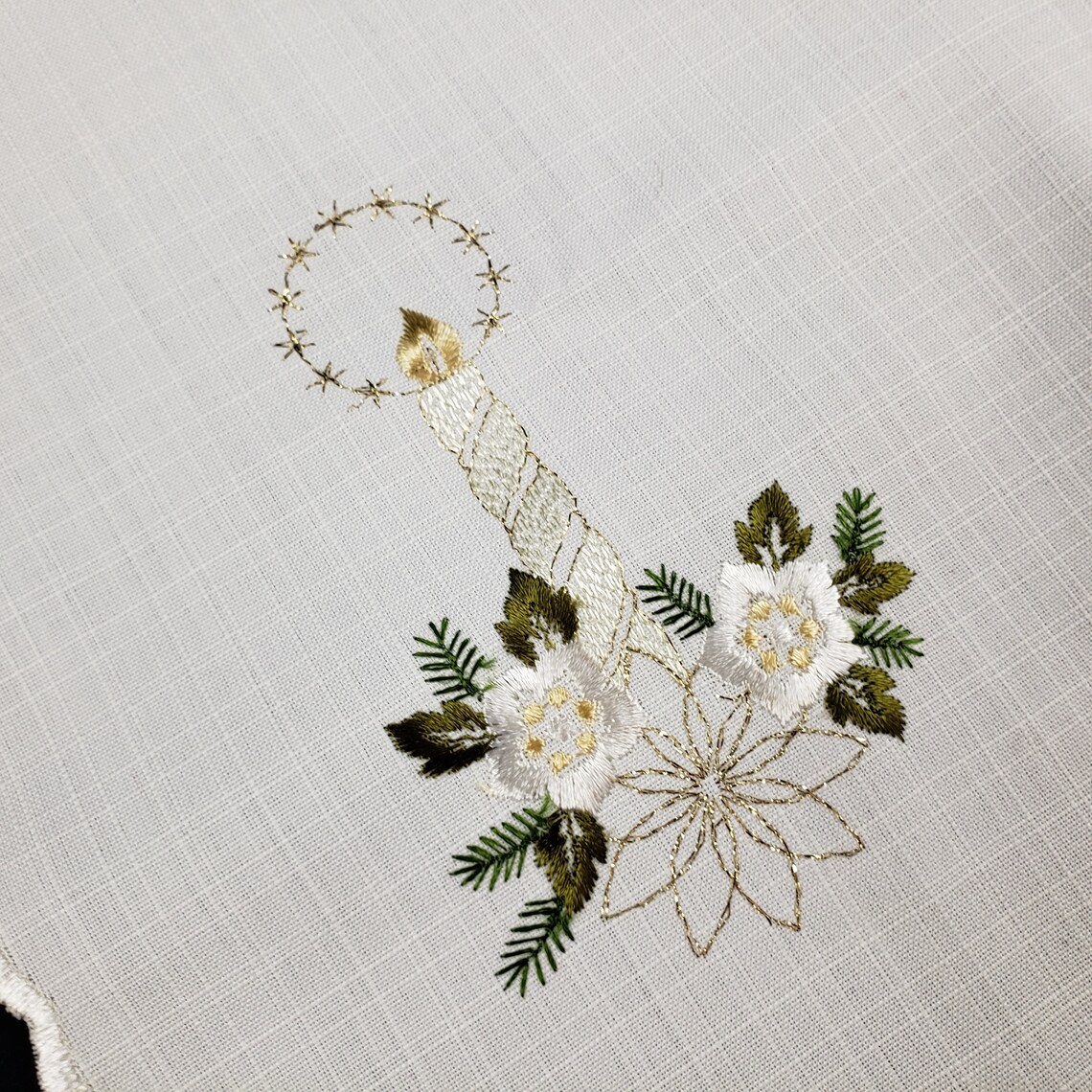Vintage German Embroidered Christmas Table Square Christmas Etsy