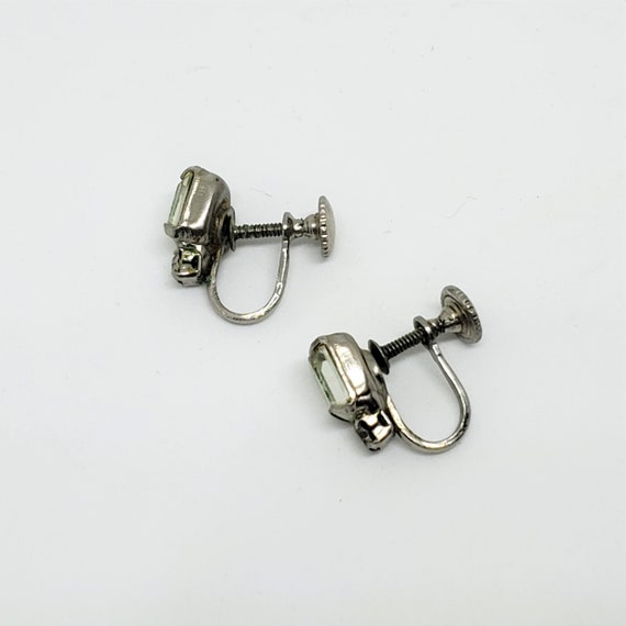Vintage Clear Rhinestone Screw Back Earrings, Cle… - image 5