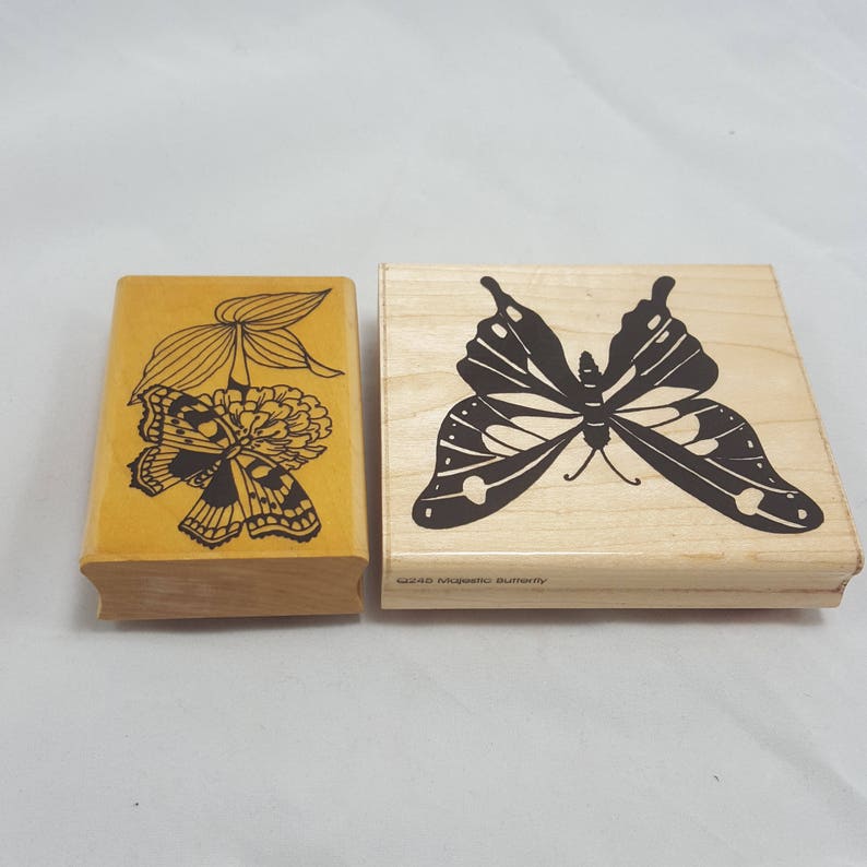 2 Butterfly Rubber Stamps, Embossing Arts JKL Designs, Retired