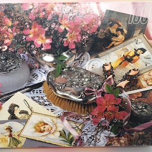Vintage 1000 Piece Puzzle Sealed, Antique Vanity Scene, Victorian Ladies on Greeting Cards, Puzzle 18x26in, Roseart No. 20530  Necessities