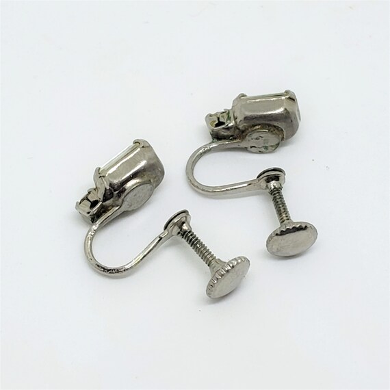 Vintage Clear Rhinestone Screw Back Earrings, Cle… - image 8