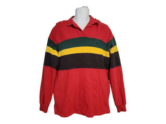 90s “POLO By Ralph Lauren” rugger shirt Vintage 90s Polo Ralph Lauren Striped Rugby Longsleeve Shirt
