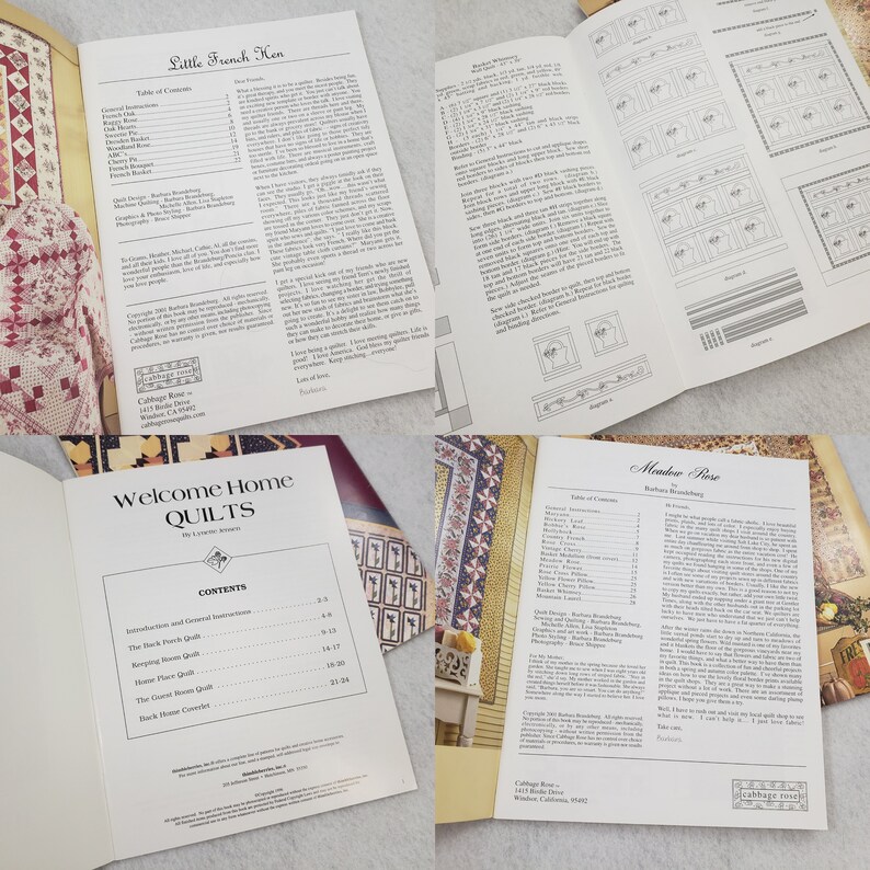 4 Vintage Quilting Pattern Booklets Lot, Country Quilt Design Books ...