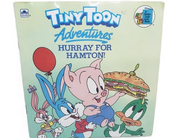 TINY TOON ADVENTURES Hurray for Hamton 1990 Golden Book Paperback Vintage Vtg