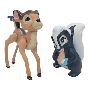 2 Vintage 1988 McDonald&#39;s Disney Bambi Figures, Loose Bambi and Flower the Skunk Toys, Young Bambi Baby Deer, Vintage Disney Toy PVC