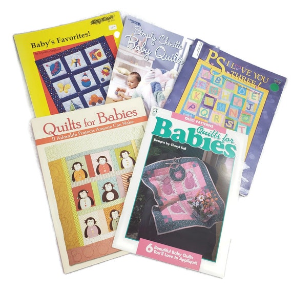 5 Baby Quilting Pattern Booklets Lot, Vintage Baby Quilt Books