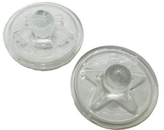 Vintage Williams Sonoma Christmas Glass Cookie Stamps Star Bells Clear Holiday