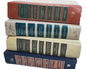 4 Vintage Hardcover Books Lot, Decorative Covers, Old Books for Crafts, Instant Library, Aesthetic Books, Upcycle Books