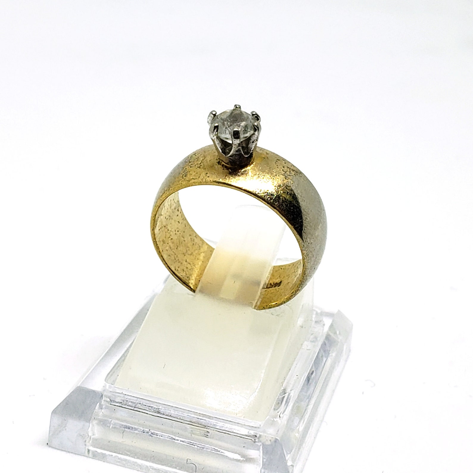Vintage Costume Solitaire Ring 14kt GE ESPO Gold Electroplate Etsy
