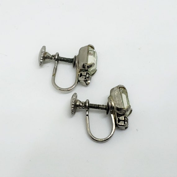 Vintage Clear Rhinestone Screw Back Earrings, Cle… - image 4