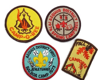 Vintage Boy Scout Camporee Patch Lot- BSA Scouting- Aequus District Scouts- Camporree 1973 7976 1970- Boy Scouts Athletearee- Camping Badge