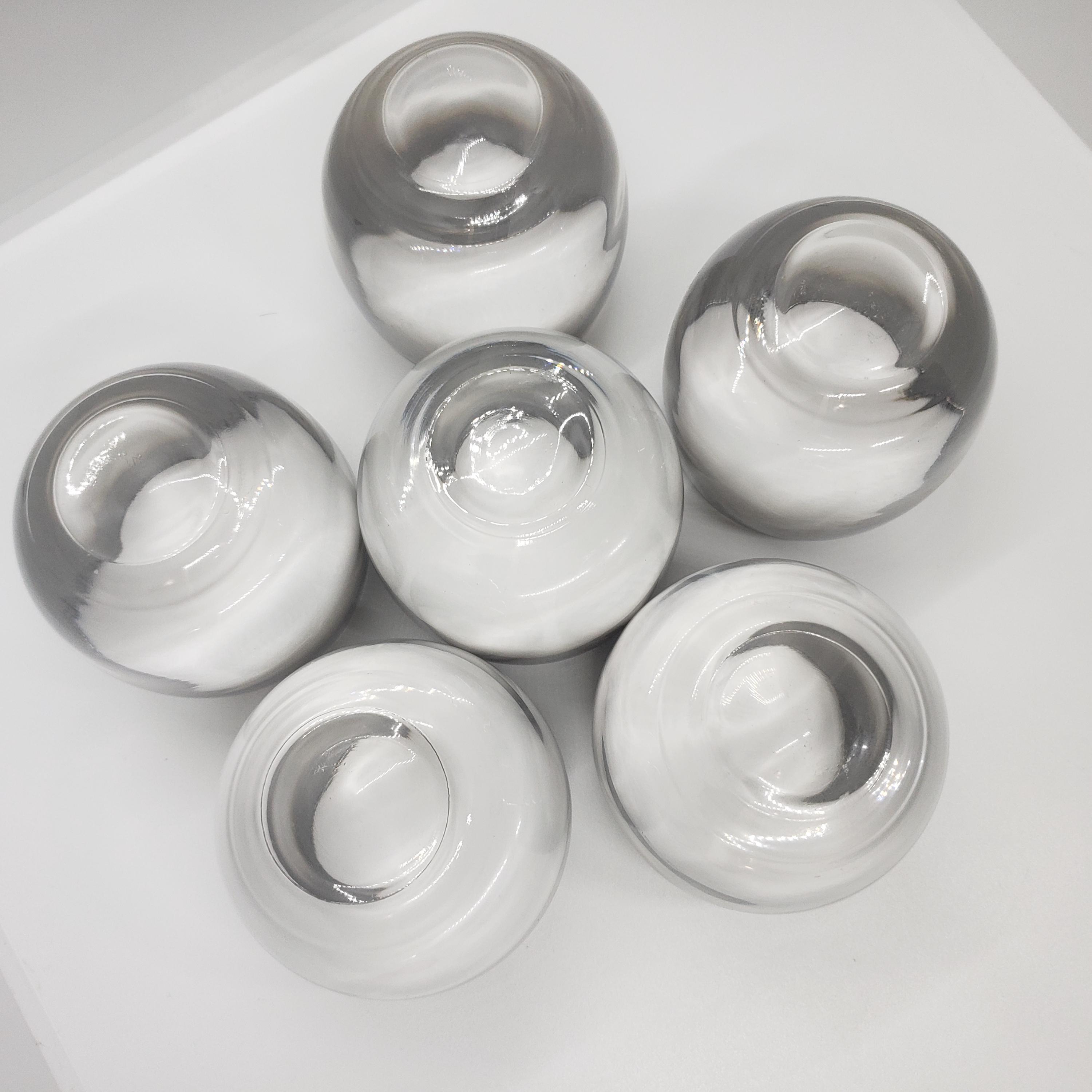 6 Vintage MCM Vitreon Queens Lusterware Silver Fade Cocktail  display picture 1