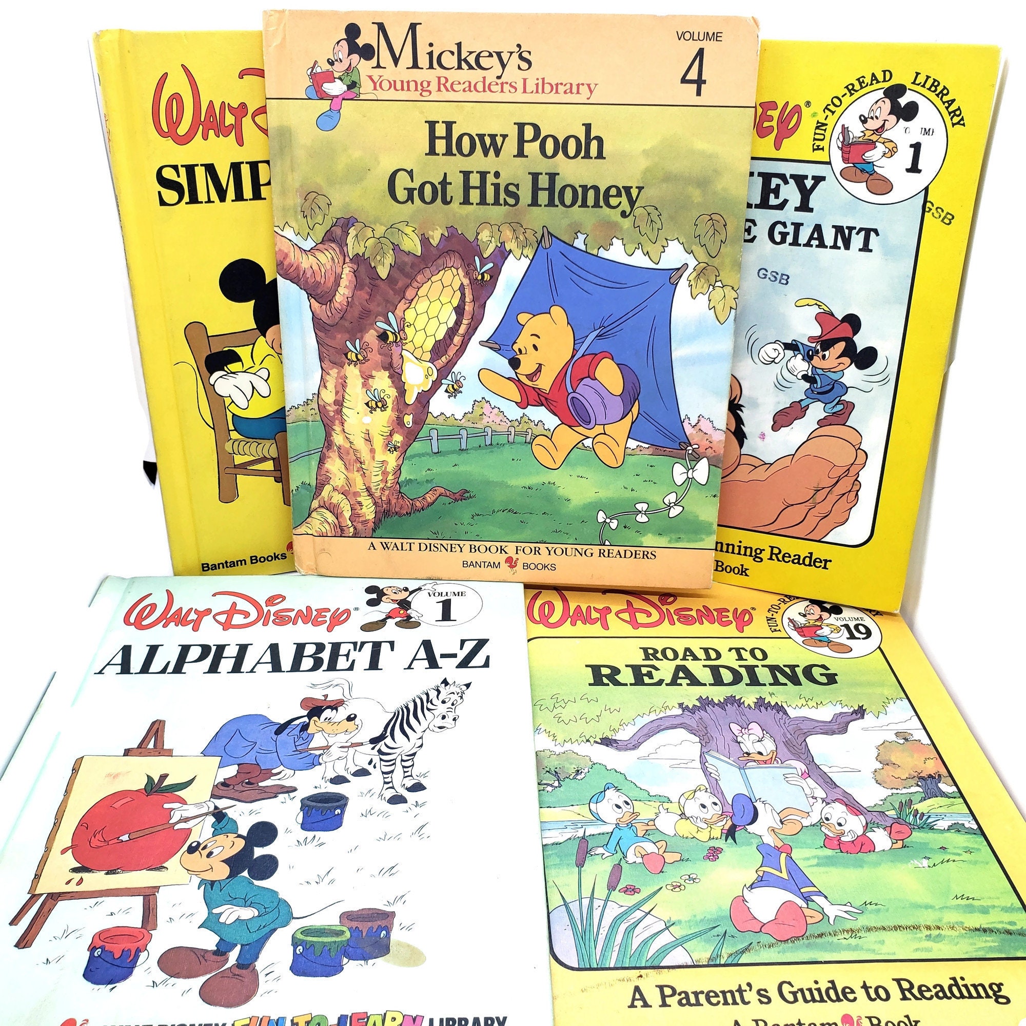5 Vintage Disney Fun to Learn Library Books, Vintage Disney