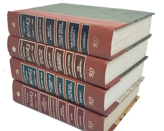 4 Vintage Reader's Digest Volumes Lot, Vintage Aesthetic Books 1960s, Decorative Covers, Old Books for Crafts, Instant Library, Staging Set