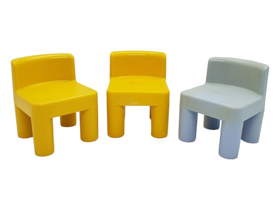 3 Vintage Little Tikes Chairs Dollhouse Size Mini Little Tikes Dollhouse Furniture Little Tikes Doll Size Chairs Yellow Blue Plastic Etsy Canada