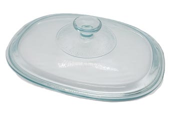 Vintage Pyrex DC1.5C Lid Clear Glass Knob Rectangle French Casserole Dish Cover
