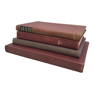 Vintage Book Decorator Lot Set of 4, Dark Red Aesthetic Books, Old Books for Crafts, Instant Library, Staging Book Set, Books for Props