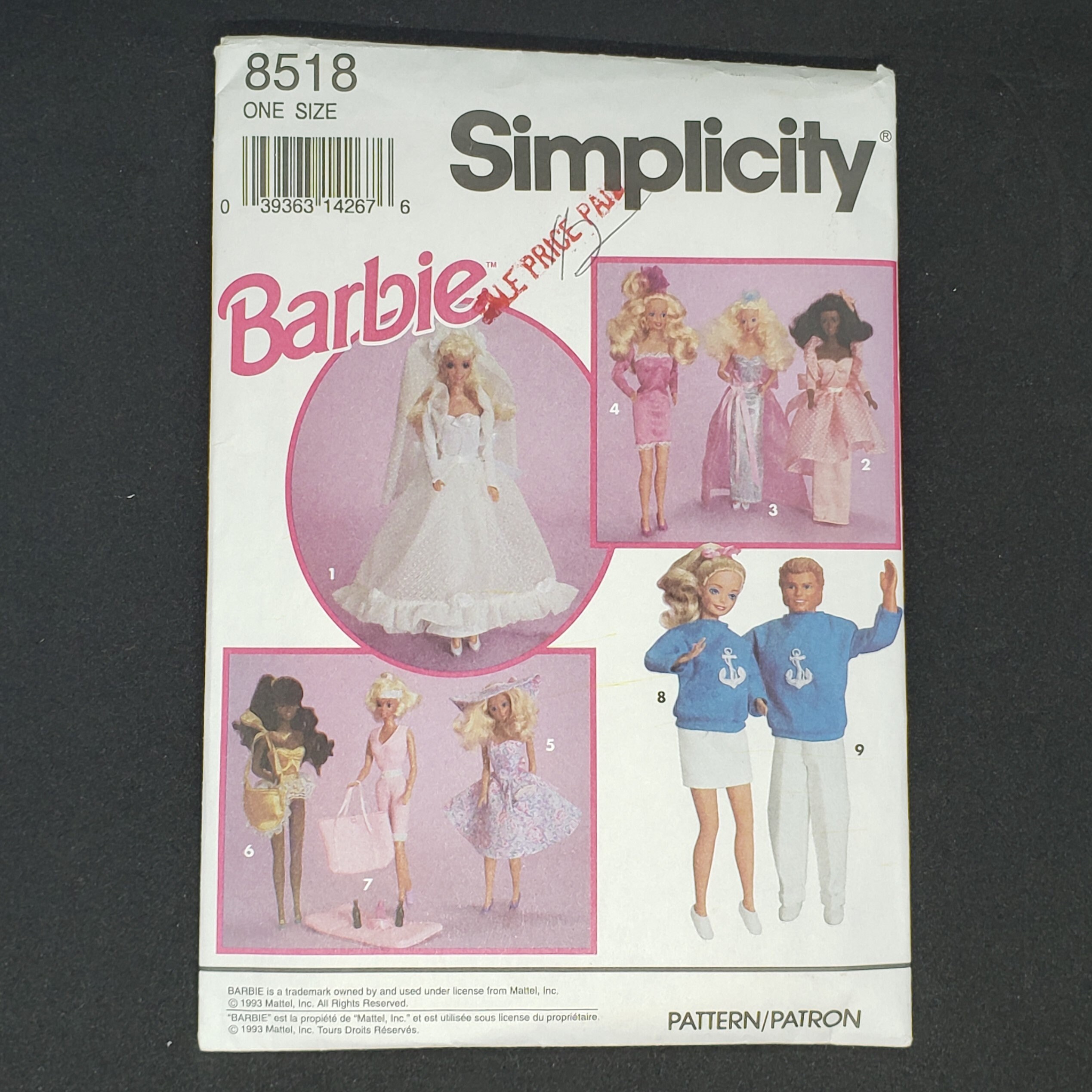 Clothes Sense Barbara 95年 ファッションセンス 服 洋書 1993 Vtg Barbie Clothing Sewing Pattern, Simplicity 8518 Pattern