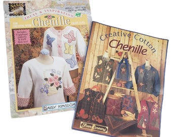 2 Vintage Chenille Applique Sewing Booklets, DIY Clothing Sewing & Crafts, Daisy Kingdom Clothing Book
