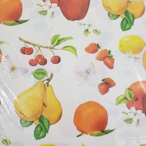 2 Bögen Vintage Obstdruck Geschenkverpackung, Geschenkpapier für alle Gelegenheiten, NOS Vintage Flaches Geschenkpapier 20x30&quot;, Birne Apfel Orange Kirsche Papier