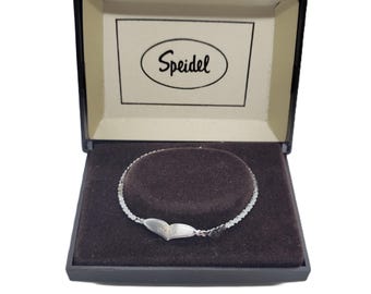 Vintage Speidel Baby ID Bracelet 6in Engraved Name Heart Diana Silver Tone w Box