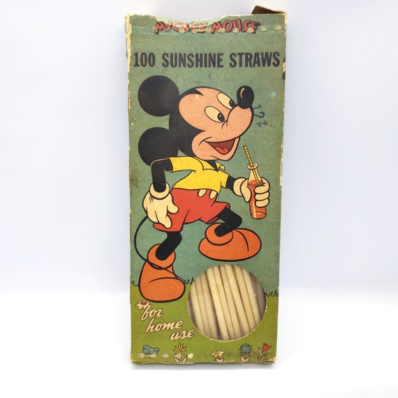 Vintage Mickey Mouse Sunshine Straws Box, 1960s Disney Cartoon, 60s Mickey  Mouse Donald Duck Pluto, Vintage Disposable Straws, Disney Straws 