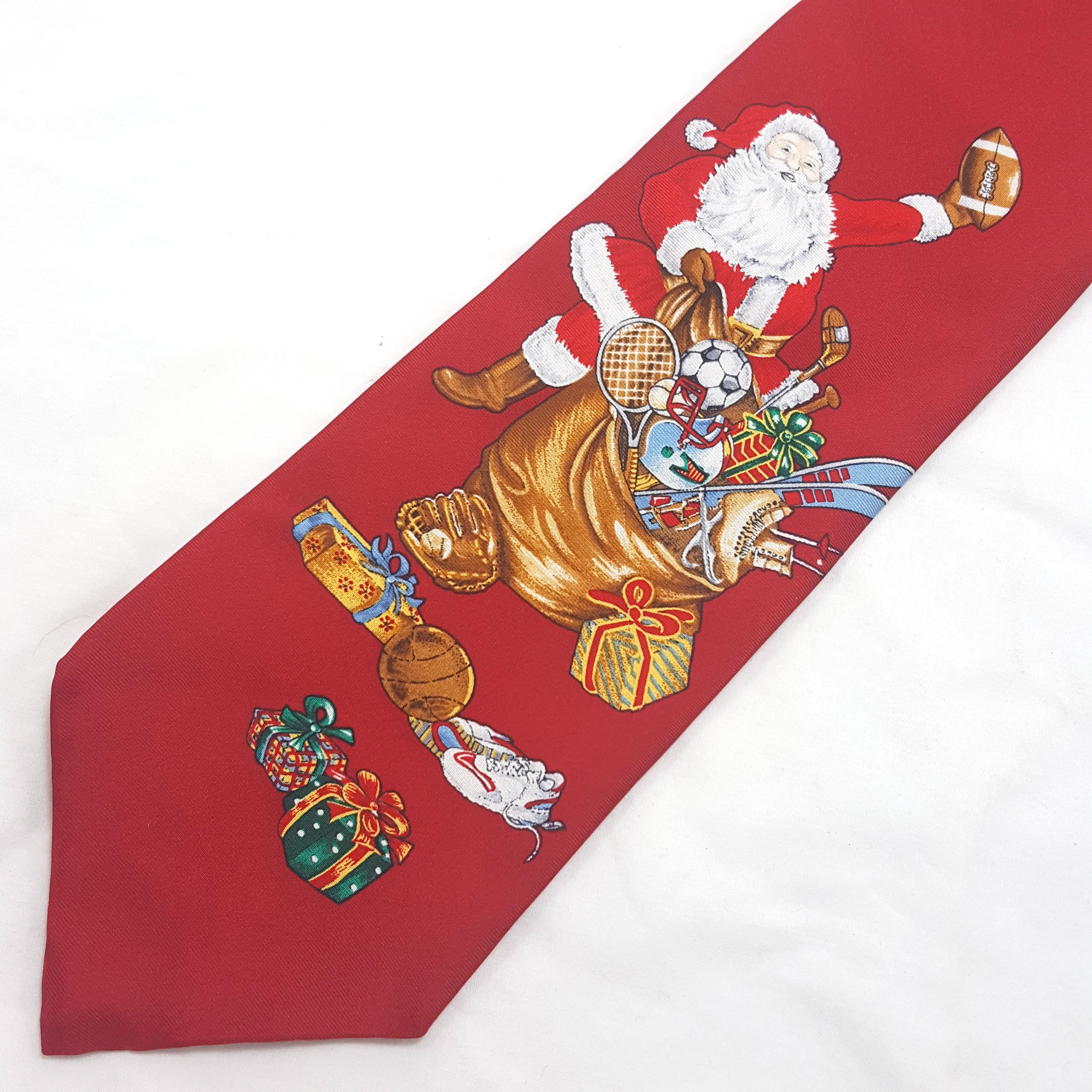 Cravate De Noël Vintage Robert Talbott - Soie 100%, Motif Santa Feinson’s Westie, USA