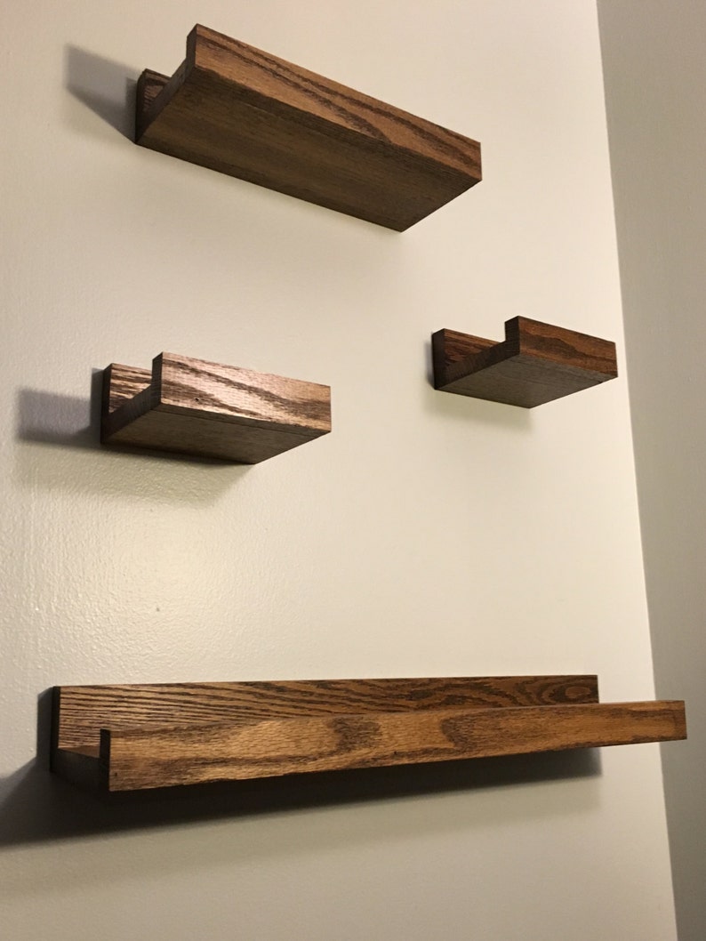 Floating Shelves Premium Grade Hardwood Oak 4 Piece Shelf Etsy