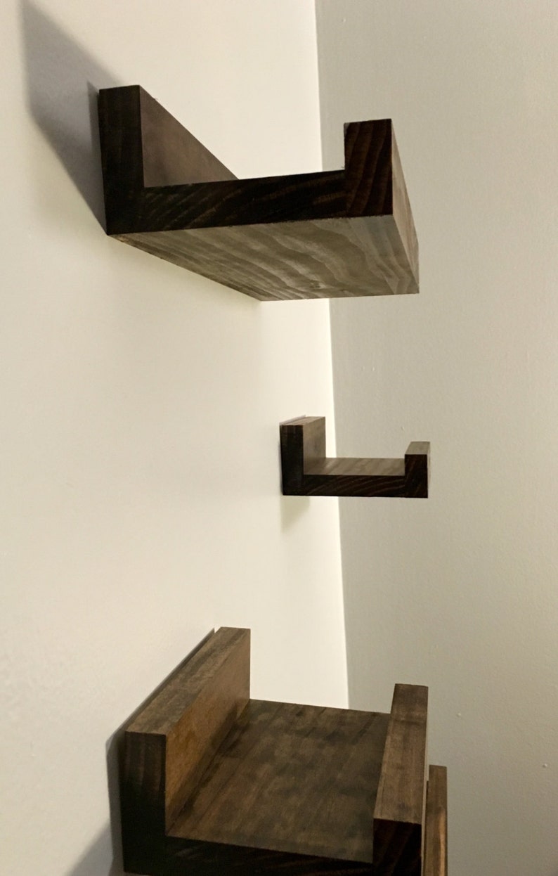 Floating Shelves Premium Grade Hardwood Oak 4 Piece Shelf Etsy