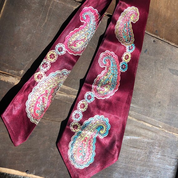 Vintage 1930s 1940s Satin Paisley Necktie // 30s … - image 4