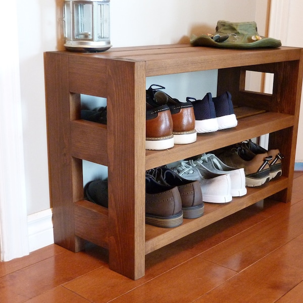 30 inches Rustic Shoe Rack 3 levels, Shoe Storage, Shoe Organizer, Shoe Cabinet, Shoe Rack Wood