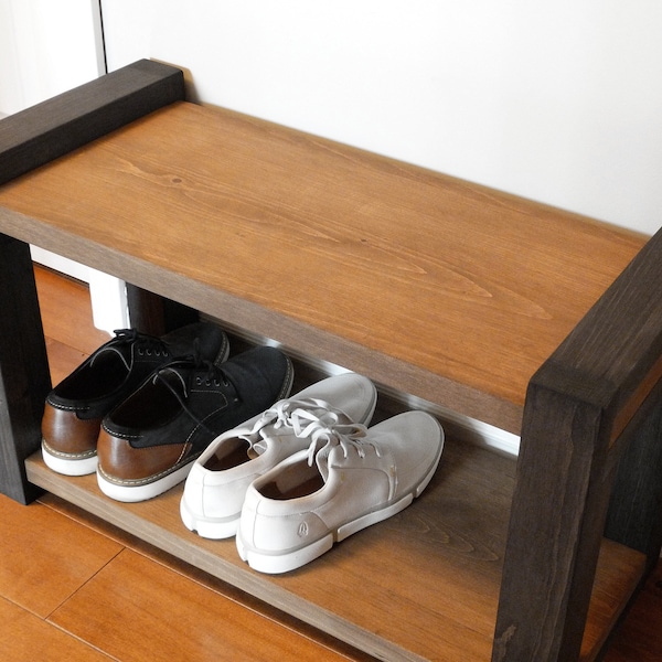 30 inches Rustic Entryway Bench, Modern Entryway Bench, Bench Storage, Shoe Organizer, Entryway Bench, Shoe Bench Wood