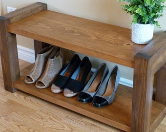 36 inches Rustic Entryway Bench, Modern Entryway Bench, Bench Storage, Shoe Organizer, Entryway Bench, Shoe Bench Wood