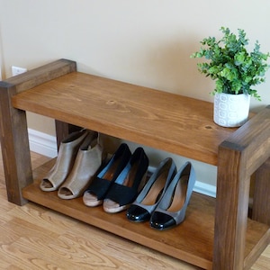 36 inches Rustic Entryway Bench, Modern Entryway Bench, Bench Storage, Shoe Organizer, Entryway Bench, Shoe Bench Wood