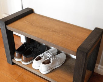30 inches Rustic Entryway Bench, Modern Entryway Bench, Bench Storage, Shoe Organizer, Entryway Bench, Shoe Bench Wood