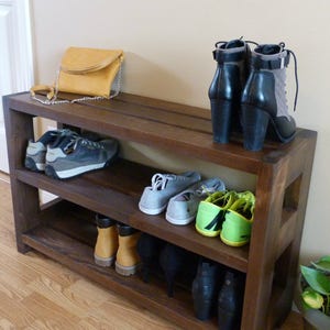 36 inches Rustic Shoe Rack 3 levels, Shoe Storage, Shoe Organizer, Shoe Cabinet, Shoe Rack Wood image 2